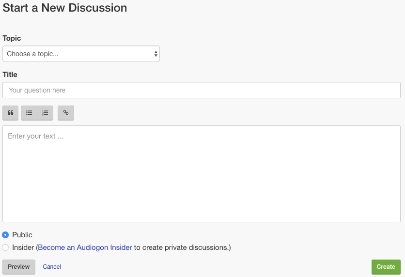 How Do I Create a Forum Discussion? Audiogon